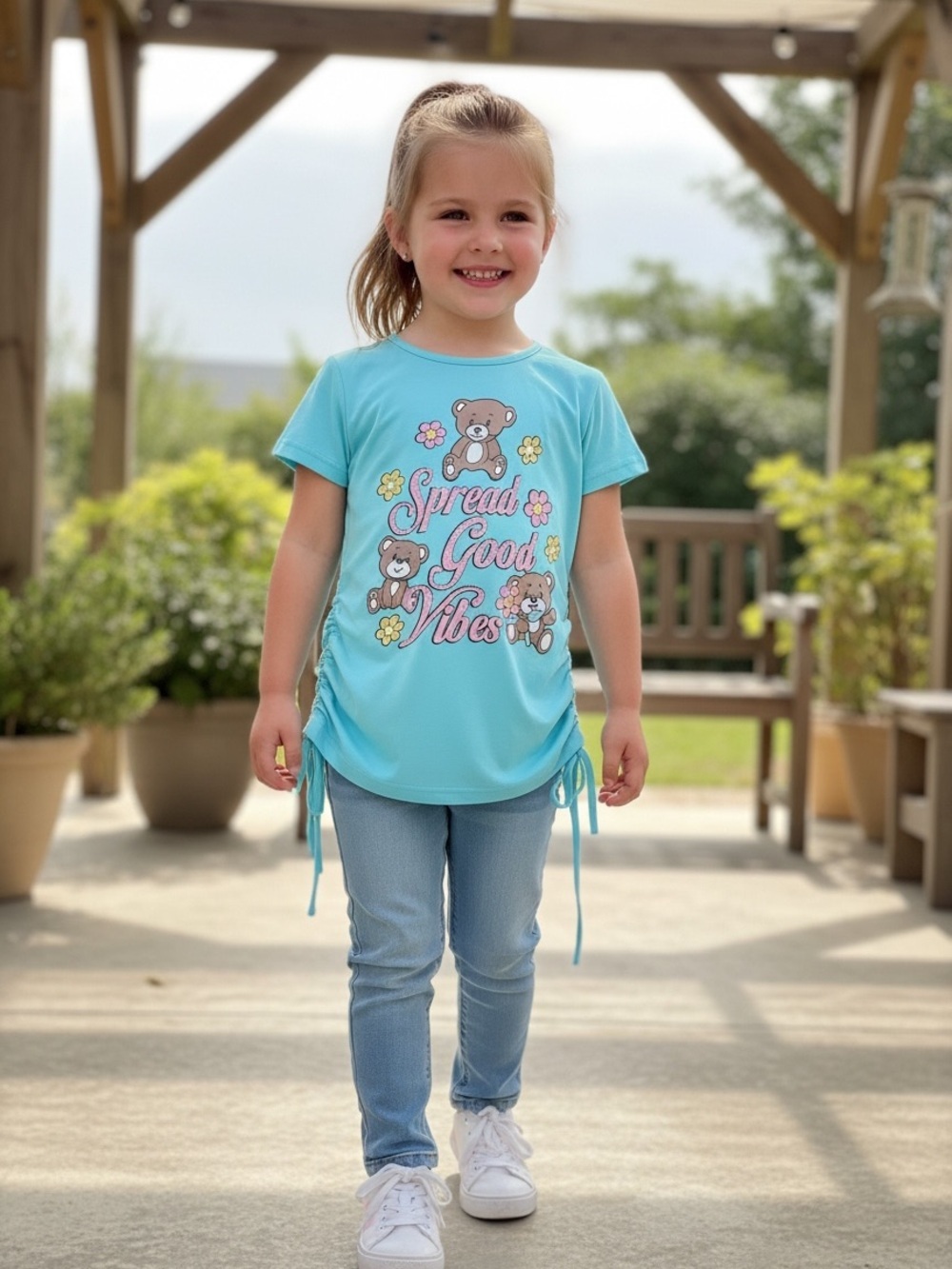 Kids Aqua 'Spread Good Vibes' Graphic Tee